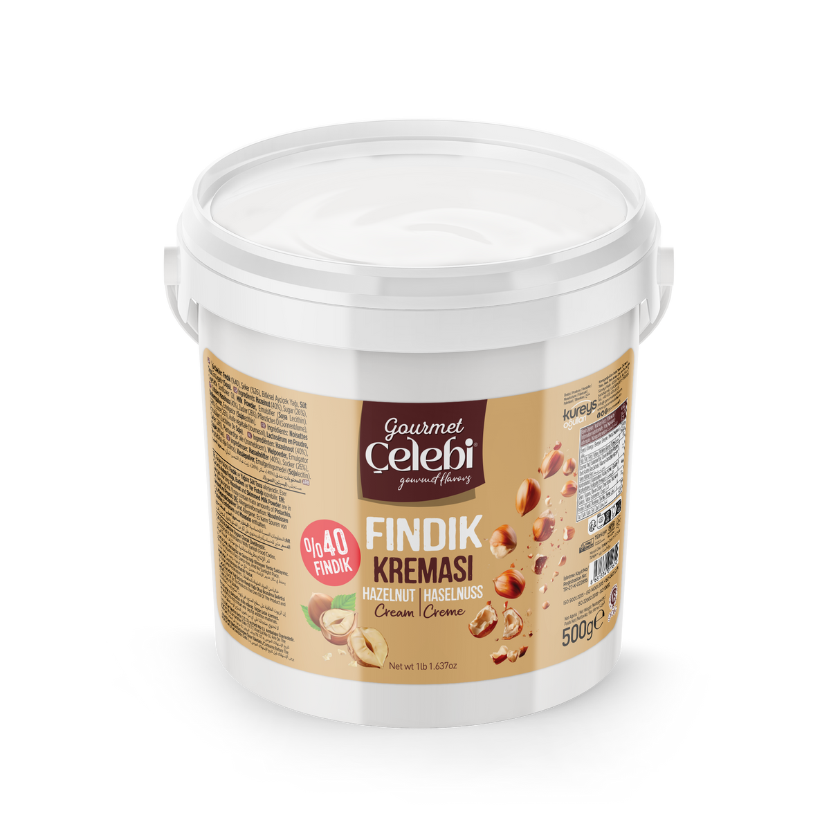 Celebiogullari Professional Hazelnut Cream (40% Hazelnut) - 500g, 1kg & 5kg Buckets