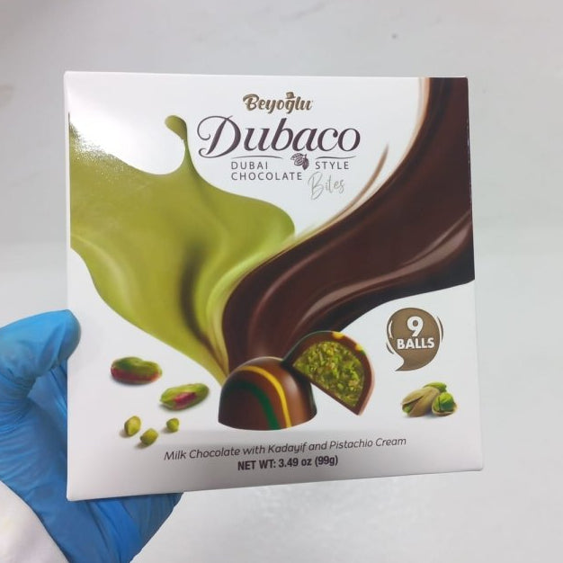 Beyoglu Dubaco Luxury Dubai Style Pistachio & Kadaif Filled Pralines - 9 Piece Gift Box - 3.49 oz (99g) - TryAladdin