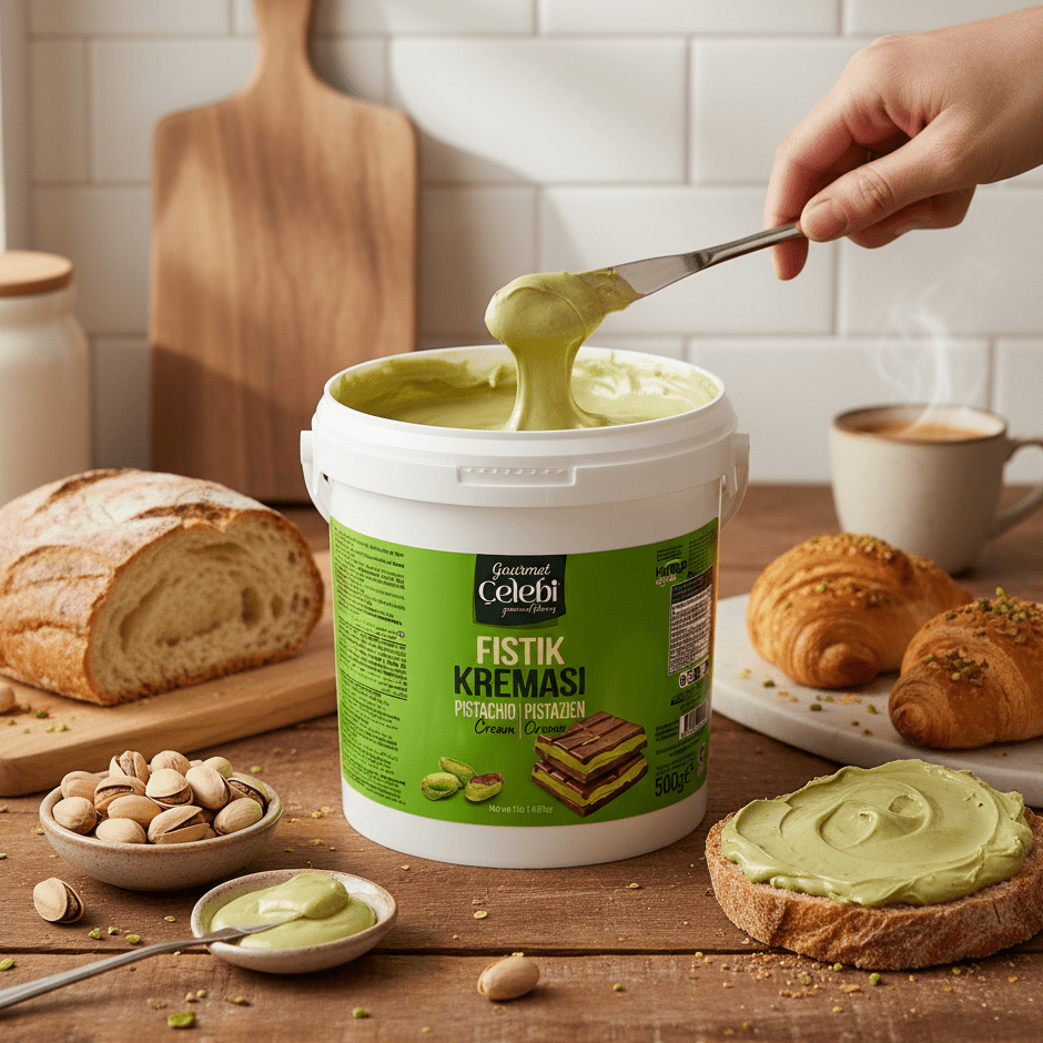 Celebiogullari Professional Antep Pistachio Cream (20% Pistachio) - 500g, 1kg & 5kg Buckets - TryAladdin