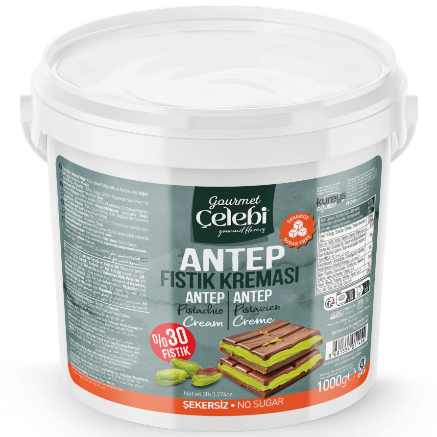 Celebiogullari Professional Sugar Free Antep Pistachio Butter (30%) - 500g, 1kg & 5kg Buckets - TryAladdin