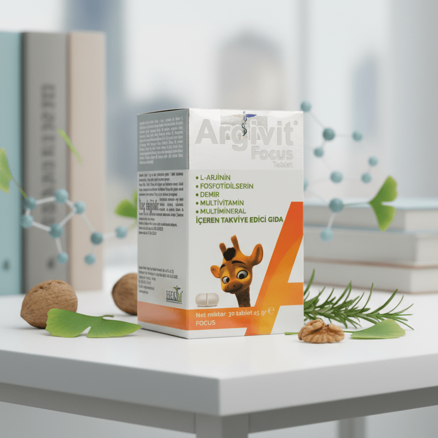 Focus & Cognitive Support Supplement with L - Arginine & Phosphatidylserine - Halal Daily Multivitamin, 30 Tablets - TryAladdin