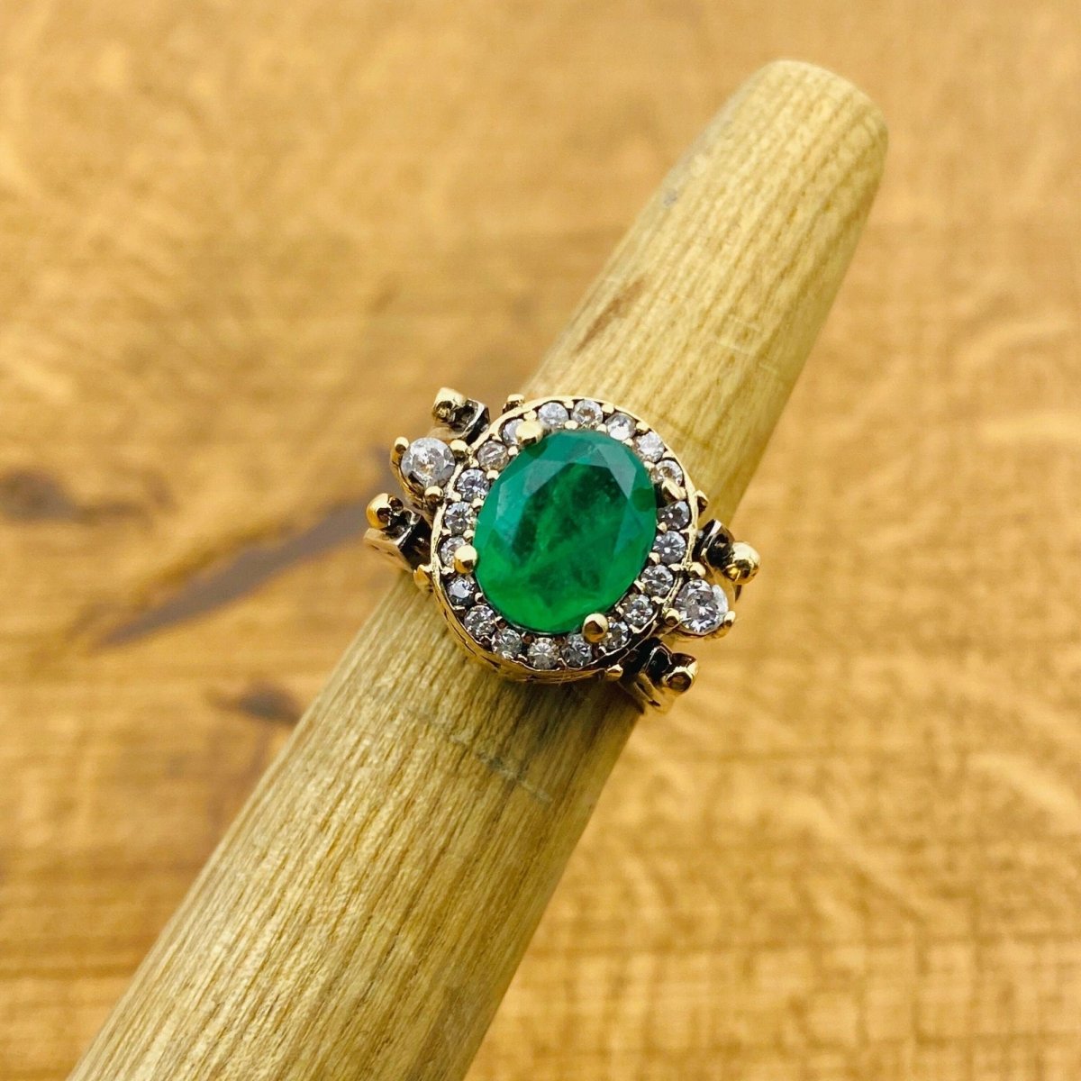 Multi Stone Ring, Emerald & Aqua Oval - TryAladdin