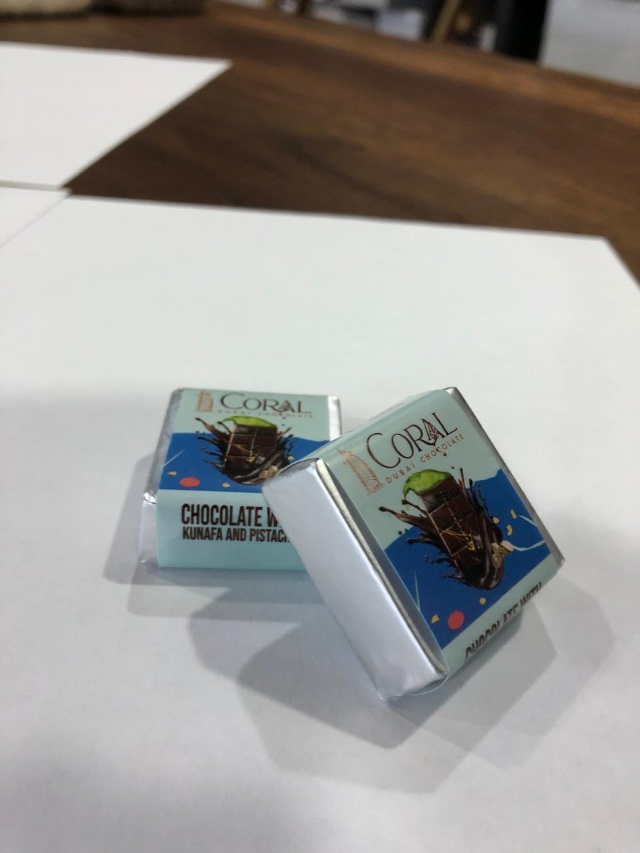 Premium Knafeh Pistachio Milk Chocolate Squares - 14g x 75 Count Round Box - TryAladdin