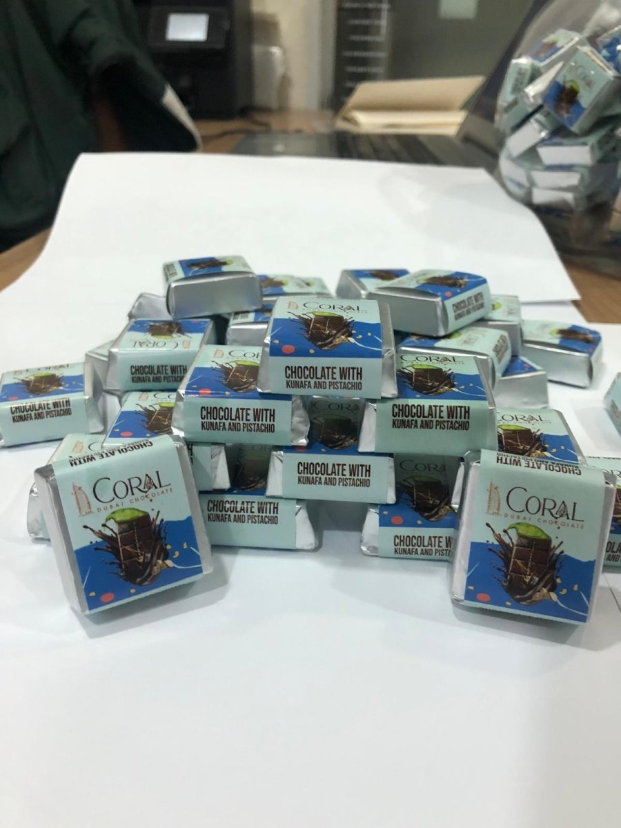 Premium Knafeh Pistachio Milk Chocolate Squares - 14g x 75 Count Round Box - TryAladdin