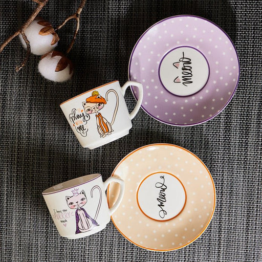 Karaca Fancy Cat 2-Person Coffee Cup Set Karaca Coffee & Tea Pots
