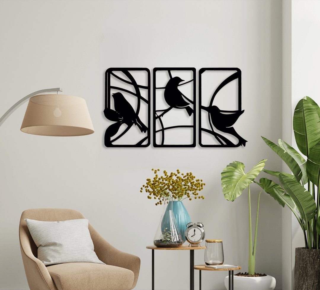 NR Dizayn | Bird Motif Decorative Metal Wall Art - TryAladdin