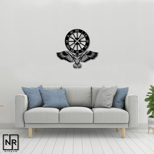 NR Dizayn | Eagle Motif Decorative Metal Wall Clock
