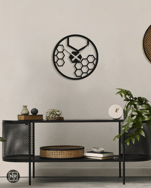 NR Dizayn | Hexagonal Decorative Metal Clock NR Dizayn Wall Clocks