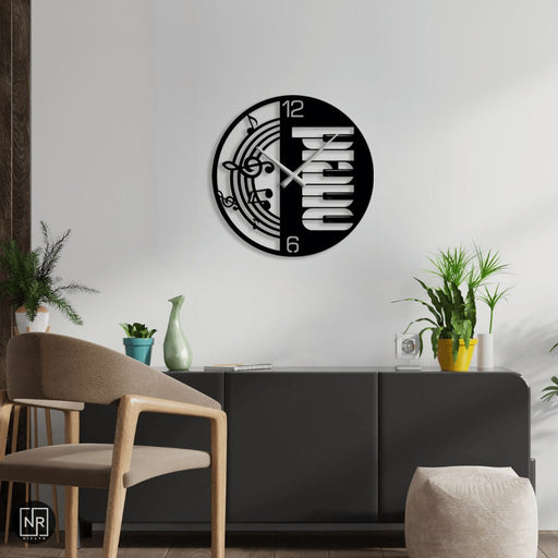NR Dizayn | Piano Decorative Meta Walll Clock NR Dizayn Wall Clocks