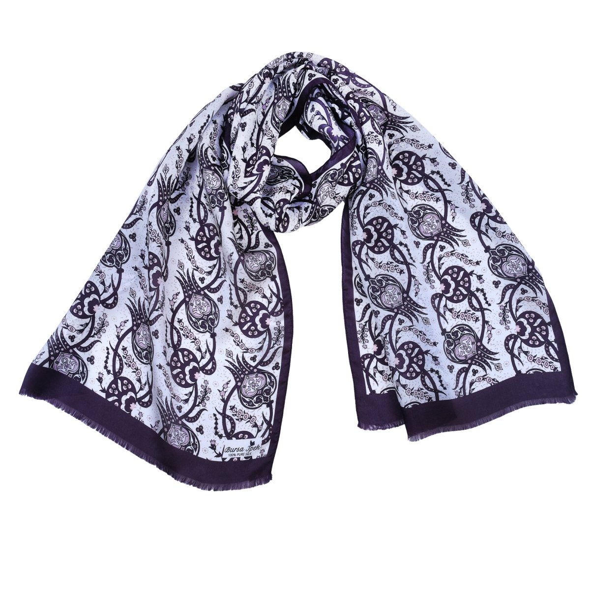 Sirali Lale Breathable Silk Scarf in Purple Taupe Color - TryAladdin