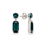Boucles d'oreilles pendantes en cristal coussin et baguette - Éclat moderne