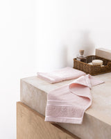 100% Cotton Plush Hand Towel 2-Pack - Marnot Border, Powder Pink
