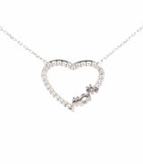 Sterling Silver Mom Heart Necklace - Zircon Embellished