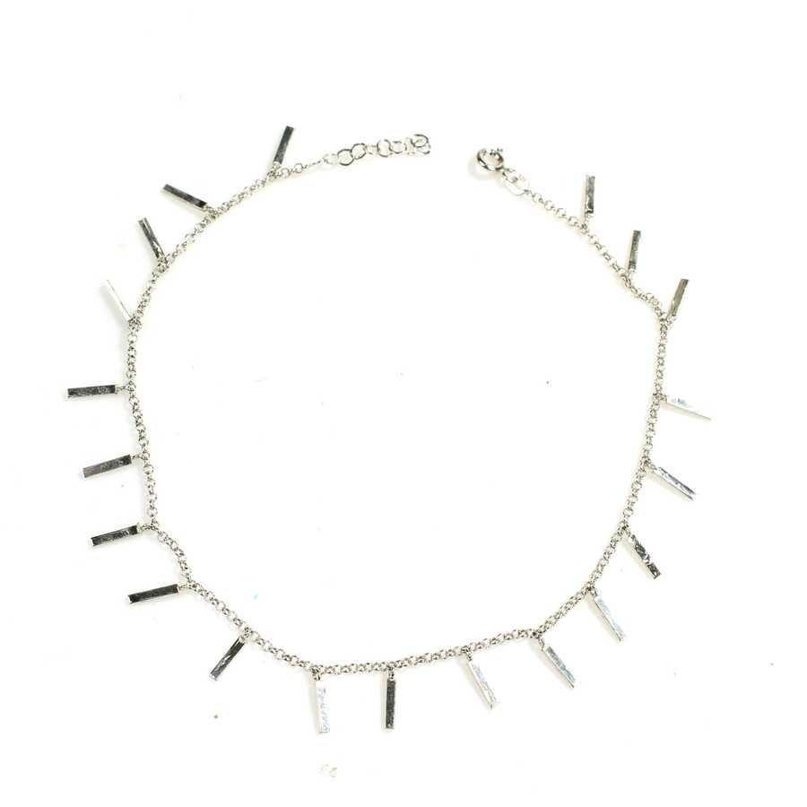 Premium 925 Sterling Silver Fringed Bar Anklet