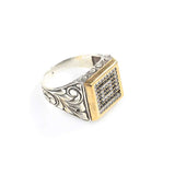 Men's 925 Sterling Silver Ring with Bold Square Zircon Stone