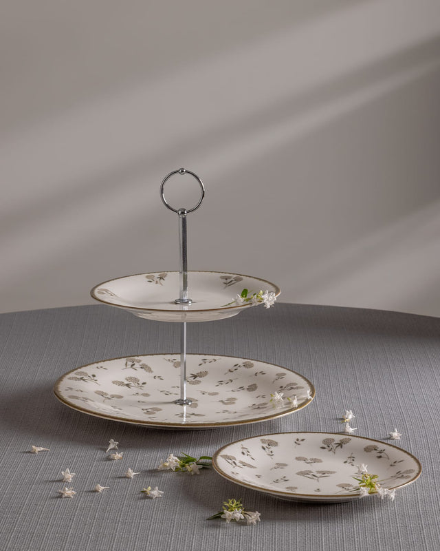 New Bone China 7-Piece Cookie Set - Elegant Fleur Design