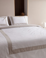100% Cotton Valette Duvet Cover Bedding Set - Full/Queen - White & Stone