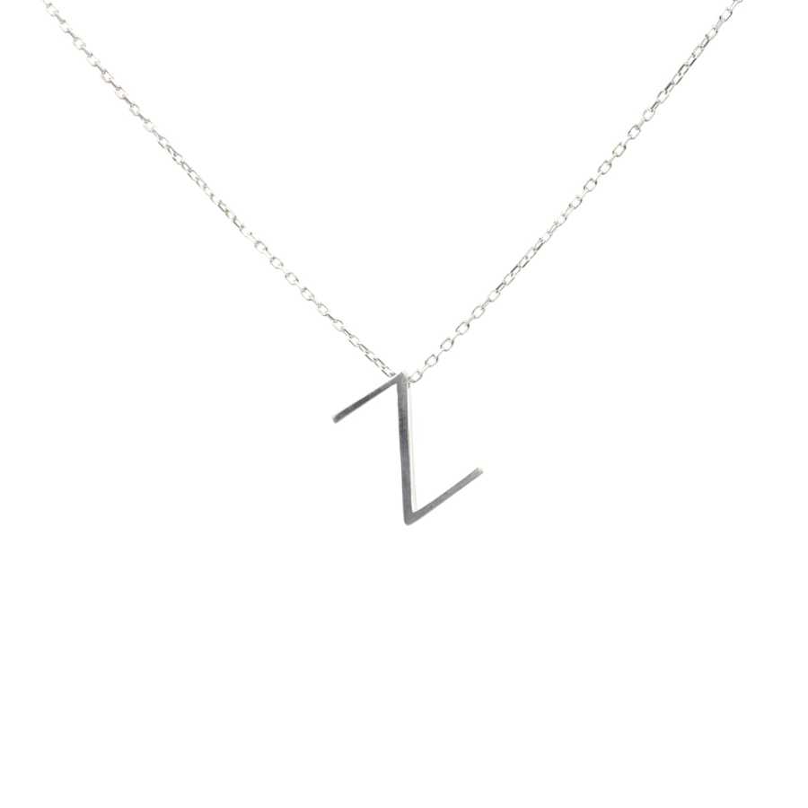 Sterling Silver 3D Z Initial Pendant Necklace - Personalized Elegance