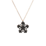 Premium 925 Sterling Silver Black Stone Snowflake Necklace