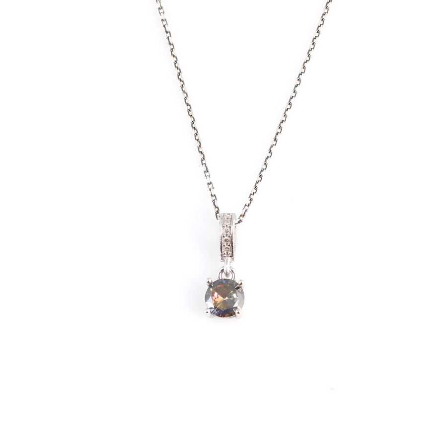 Elegant 925 Sterling Silver Round Mystic Topaz Pendant Necklace