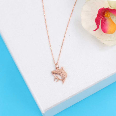 925 Sterling Silver Horse Head & Horseshoe Symbolic Necklace
