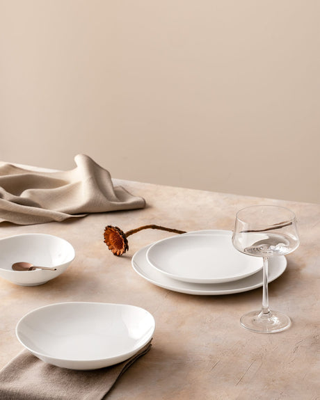 New Bone Porcelain 24-Piece Dinner Set - Classic White Elegance