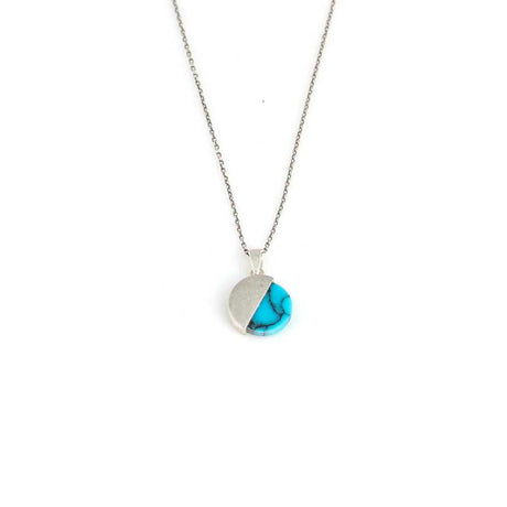 Premium 925 Sterling Silver Half Turquoise Stone Necklace