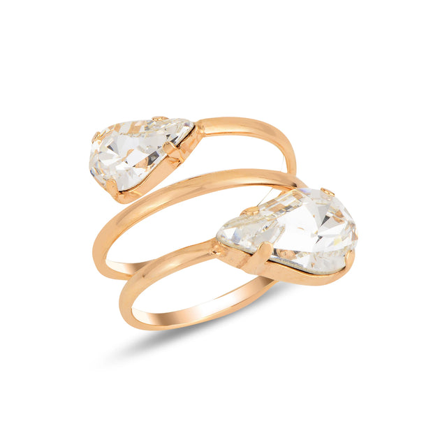 Sterling Silver Spiral Ring - Cushion Cut Swarovski Crystal