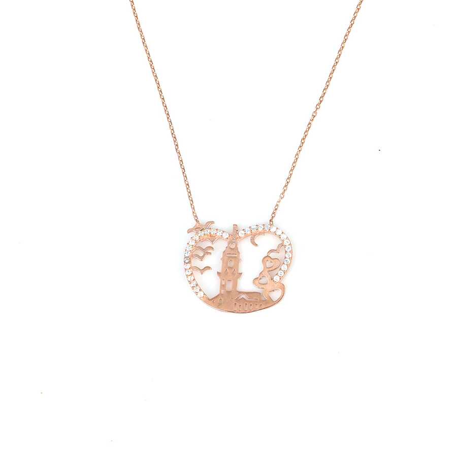 Sterling Silver Zirconia Maiden's Tower Necklace
