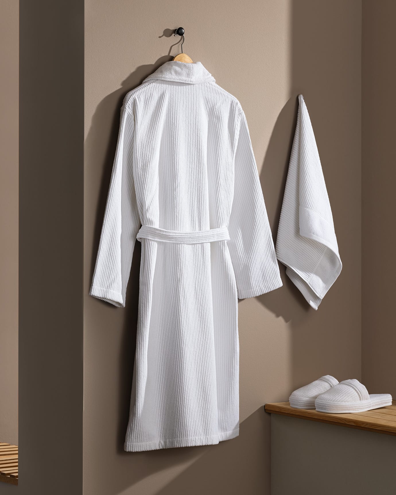 Heren 100% Katoen Luxe Badjas Set - Wit