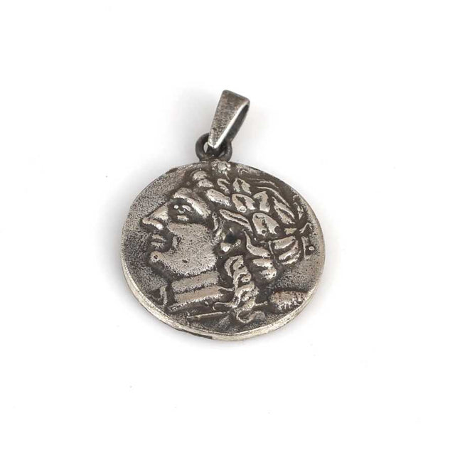 925 Sterling Silver Pendant - Ancient Roman Caesar Medallion