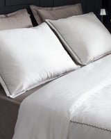 100% Cotton Sateen King Size Duvet Cover Set - Embroidered Luxury