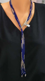925 Sterling Silver Lapis Lazuli Articulated Necklace