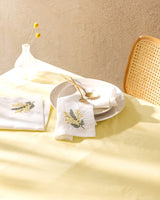 White and Yellow Cloth Napkins - Set of 2 Dinner Table Linens