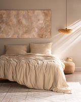 100% Cotton Muslin Double Duvet Cover Set - Soft & Fitted Design