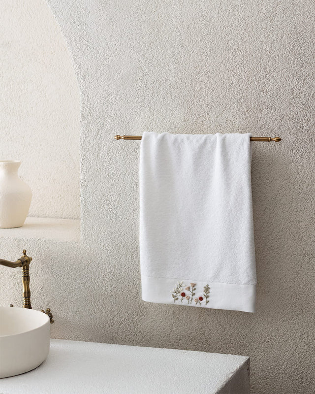 Embroidered 100% Cotton Face Towel - Soft Absorbent Washcloth