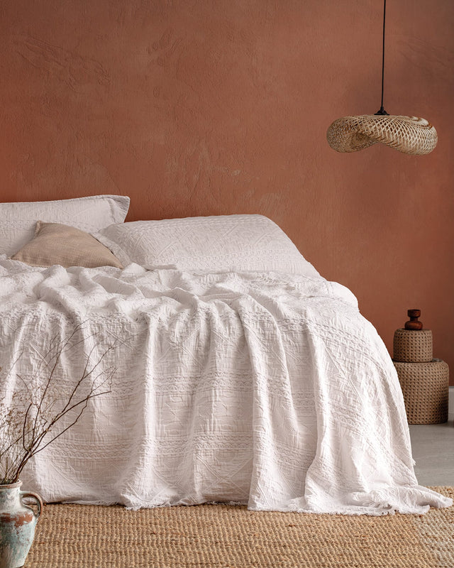 Cotton Blend Single Bedspread Set - Ethnique Pattern