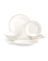 New Bone 6-Person Dinnerware Set - Solara White & Gold
