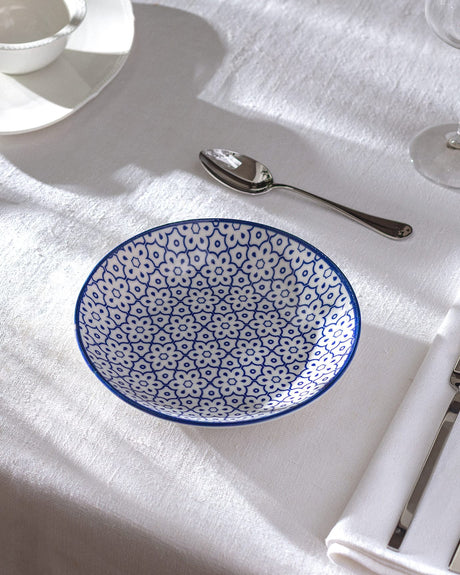 New Bone China Dinner Plate - Reve Bleu Elodie Blue & White Design