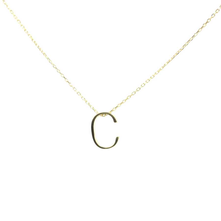 Sterling Silver 3D C Initial Pendant Necklace - Personalized Elegance
