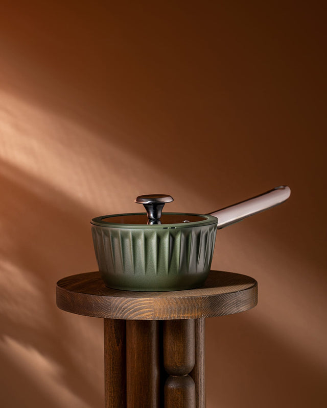 16cm Green Saucepan with Handle, Small Cooking Pot