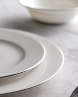 New Bone Porcelain 24-Piece Dinner Set - Galena White & Silver