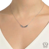 Sterling Silver Double Acacia Leaf Pendant Necklace