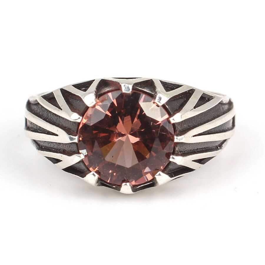Anillo para Hombre de Plata Esterlina 925 - Diseño Redondo con Piedra Preciosa Zultanita