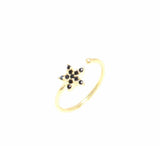 Professional 925 Sterling Silver Tiny Star Ring with Yellow Black Stone