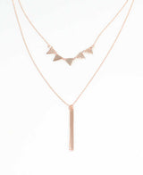 Minimalist 925 Sterling Silver Double Layer Triangle & Plate Necklace