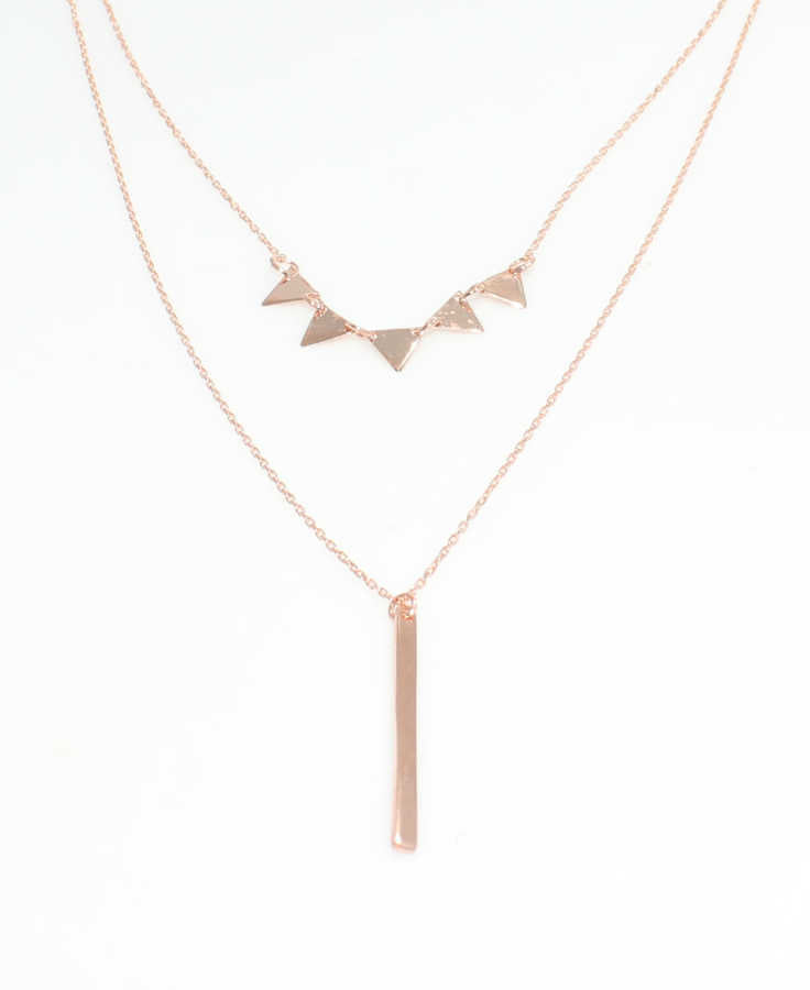 Minimalist 925 Sterling Silver Double Layer Triangle & Plate Necklace