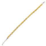 925 Sterling Silver Almond-Cut Synthetic Citrine Tennis Bracelet