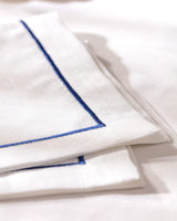 Moselle Elegante Stoffen Servetten - Wit & Marineblauw, Set van 2