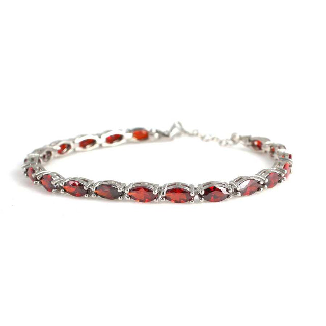 Premium 925 Sterling Silver Ruby Line Bracelet
